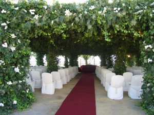 Montaje ceremonia civil en la pérgola de Dehesa Bolaños