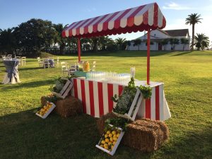 Barra de limonada para aperitivo en jardín de Dehesa Bolaños